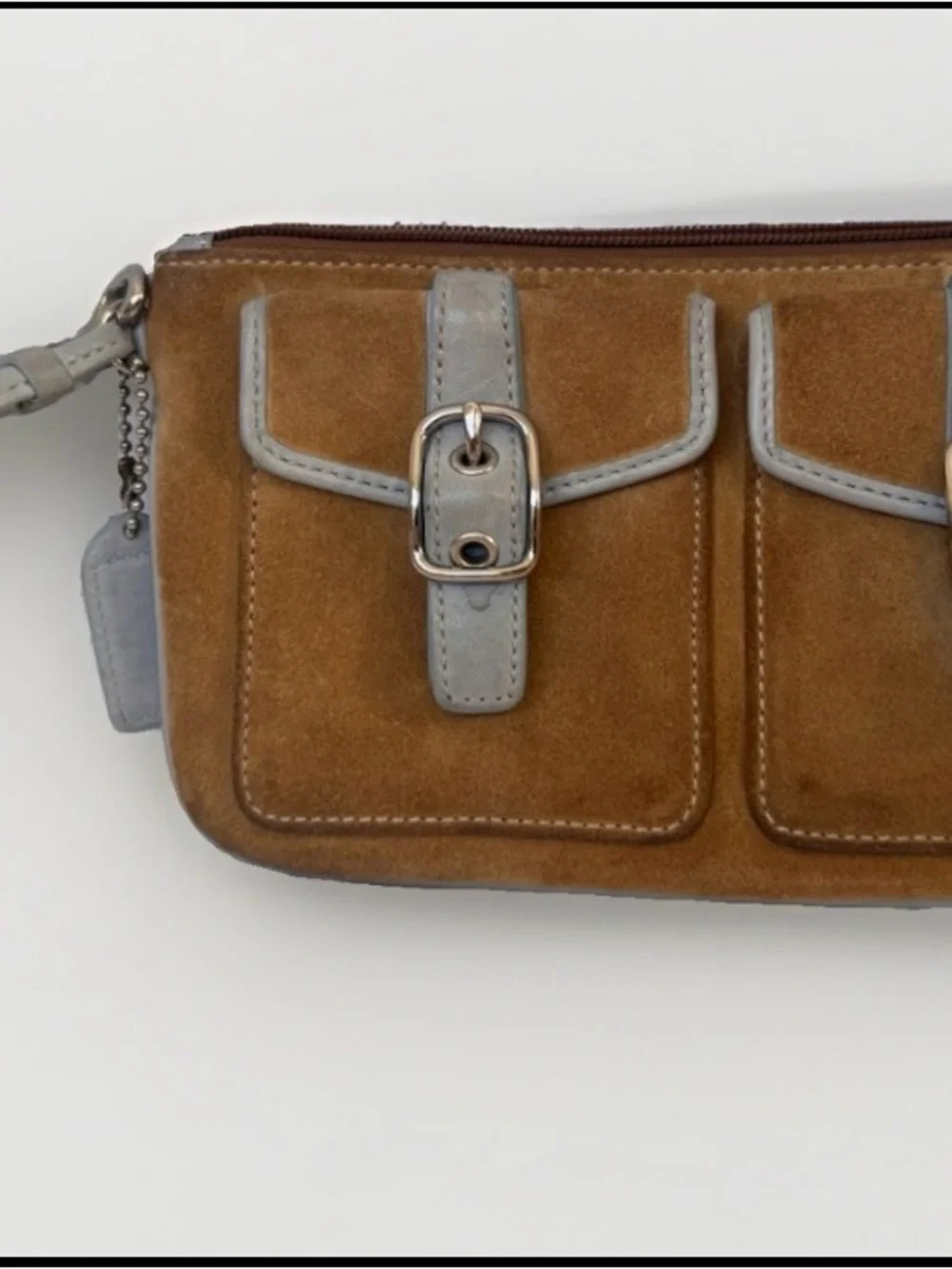 Coach Vintage Suede Y2K Cargo Pocket Wristlet Baguette